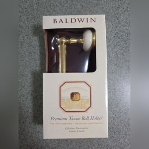 Baldwin Laguna Premium Toilet Tissue Roll Holder Polished Brass White 3543-703